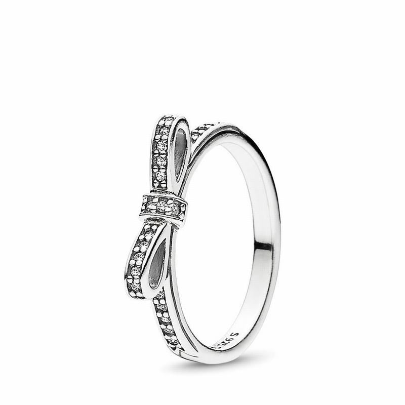 Pandora Sparkling Bow Stackable Ring - Sterling Silver/Cubic Zirconia - Canada | KS2250BK